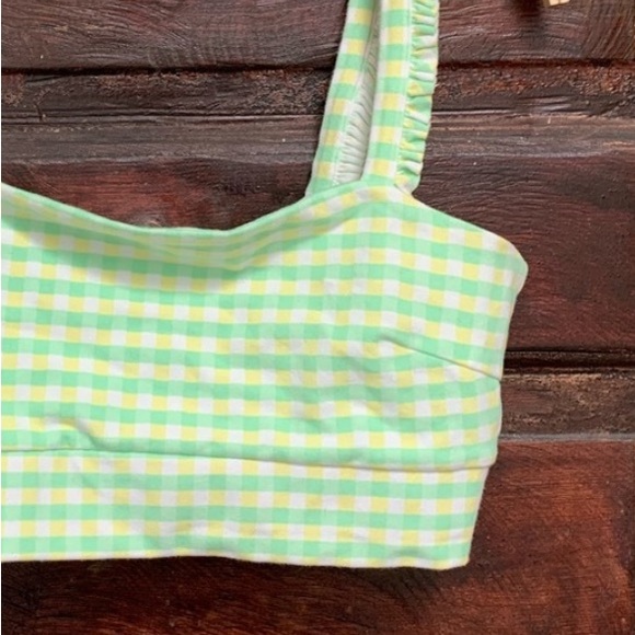 NWT Bandier x Sincerely Jules The Bryn 7" Biker Lifestyle Short Green Gingham - Picture 14 of 14